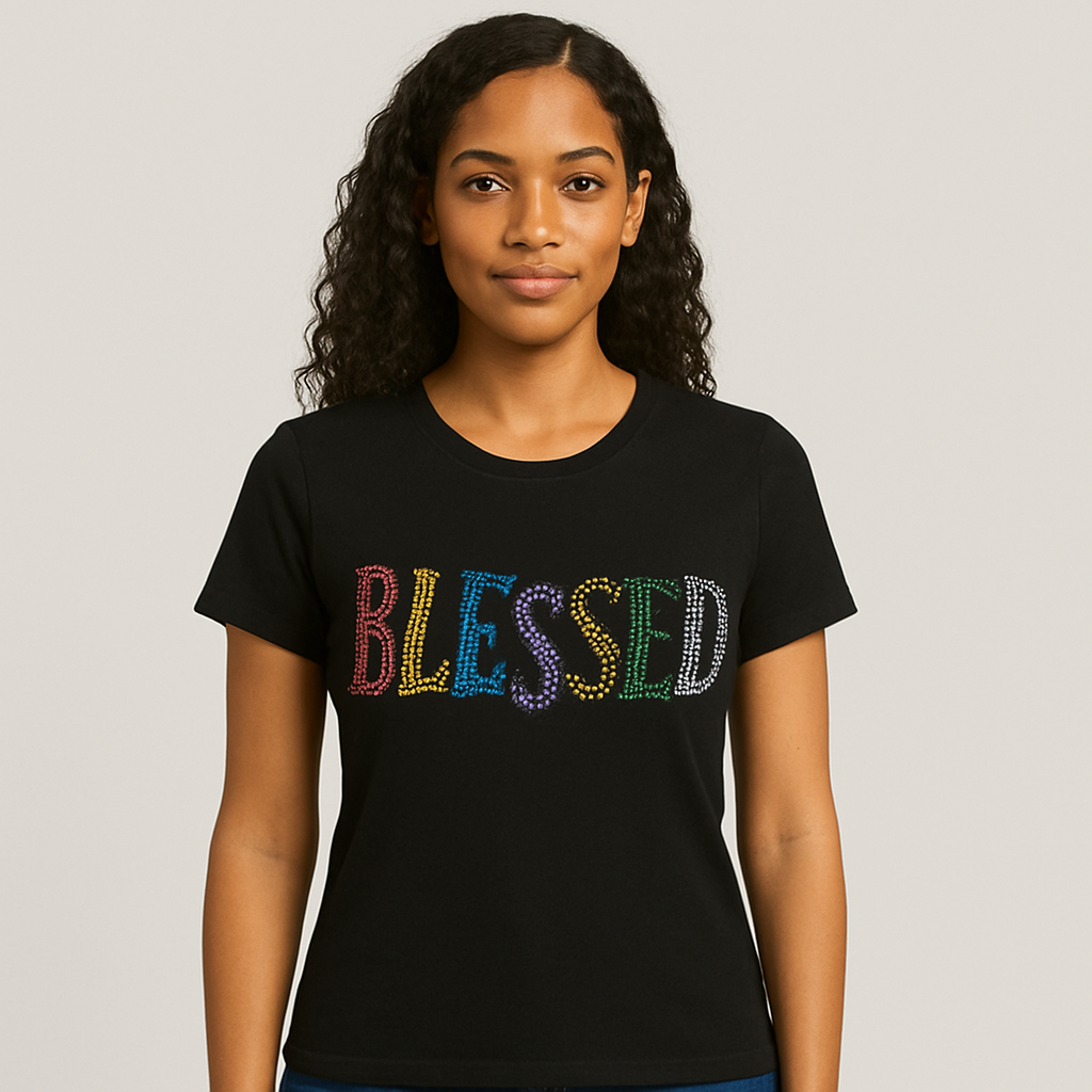 blessed t-shirt rhinestone
