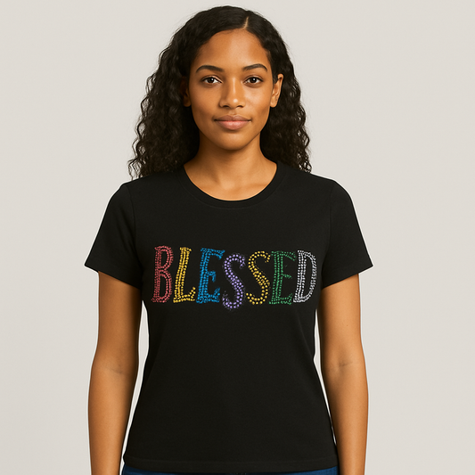 blessed t-shirt rhinestone