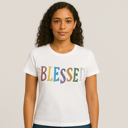 blessed t-shirt rhinestone