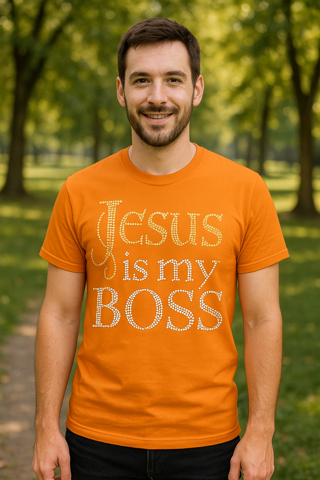 Jesus is my boss rhinestone design