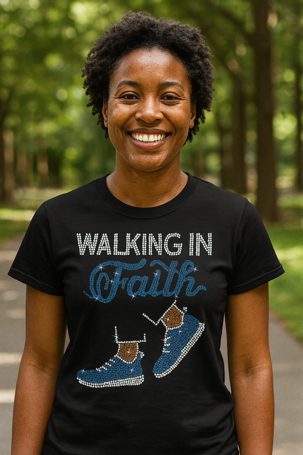 Walking in Faith rhinestone t-shirt